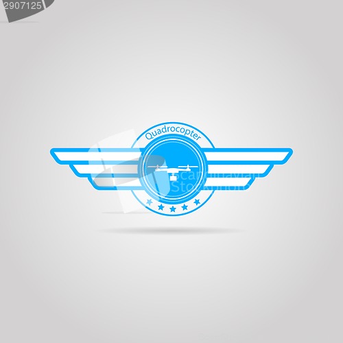 Image of Blue vector sign of quadrocopter with wings