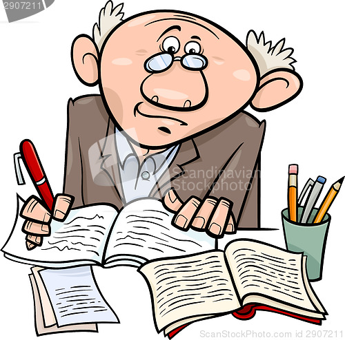 Image of professor or writer cartoon illustration