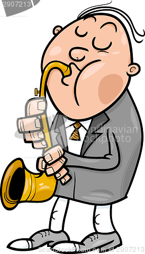 Image of man with saxophone cartoon illustration