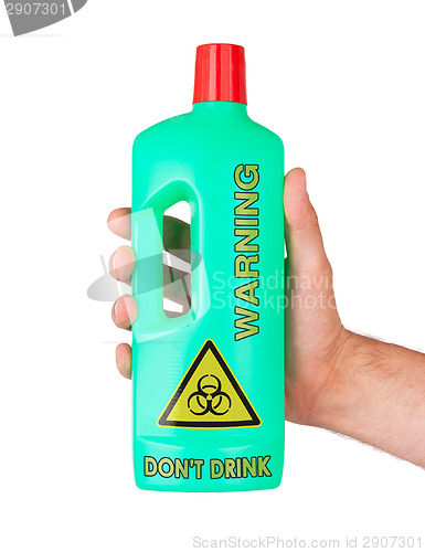 Image of Plastic bottle cleaning-detergent, biohazard