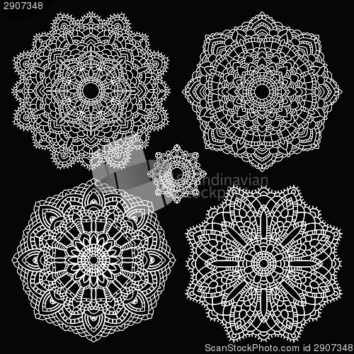 Image of Round lace pattern set. Mandala.