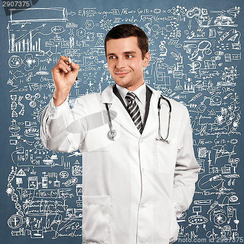 Image of Doctor Man Writing Something