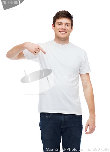 Image of smiling young man in blank white t-shirt