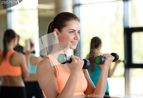 Image of group of women with dumbbells in gym