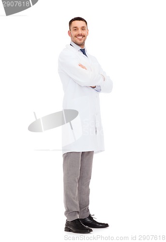 Image of smiling male doctor in white coat