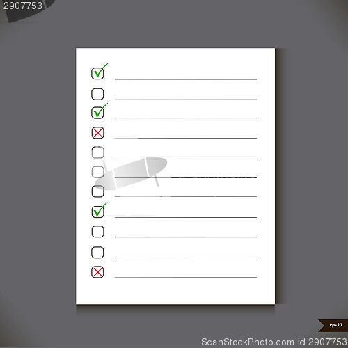 Image of White notebook with lines and place for marks.Vector illustration