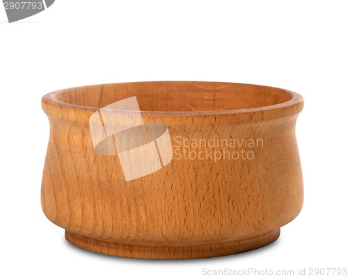 Image of Wooden bowl on white background