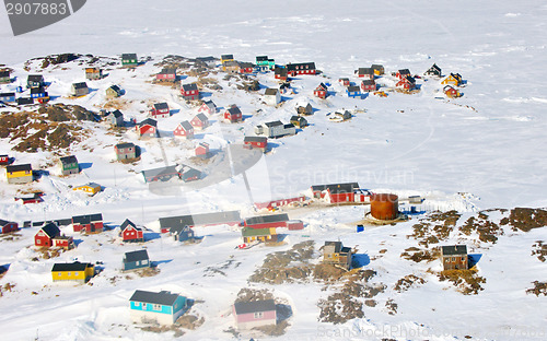 Image of Colorful houses in Greenland in spring time