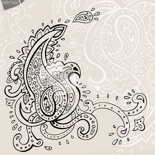 Image of Hand Drawn Paisley ornament.