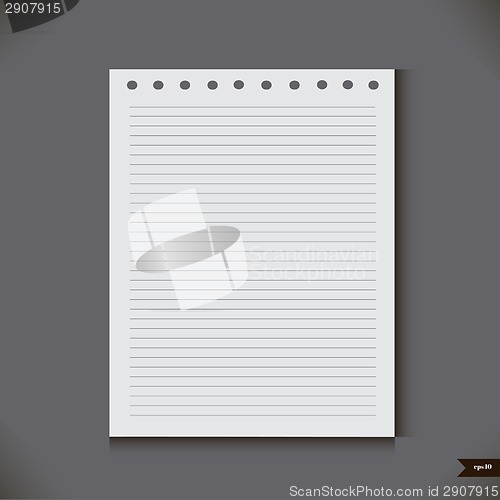 Image of White notebook with lines.Vector illustration