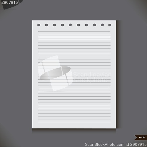 Image of White notebook with lines.Vector illustration