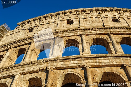 Image of Partial view of Coliseum ruins. Italy, Rome.