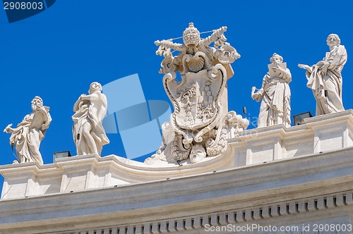 Image of Statues on the roof of St. Peter Cathedral in Vatican