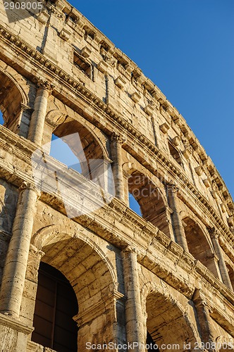Image of Partial view of Coliseum ruins. Italy, Rome.