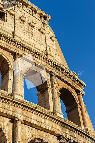 Image of Partial view of Coliseum ruins. Italy, Rome.