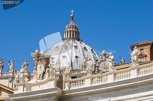 Image of Statues on the roof of St. Peter Cathedral in Vatican