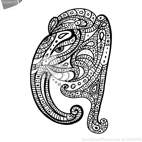 Image of Elephant head.. Ganesha Hand drawn illustration.