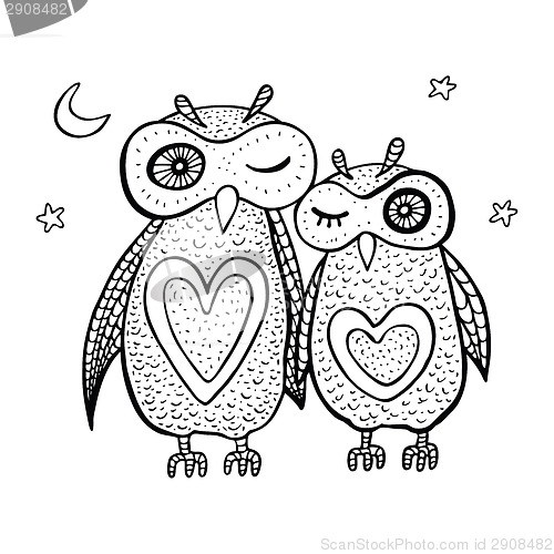 Image of Two cute decorative owls.