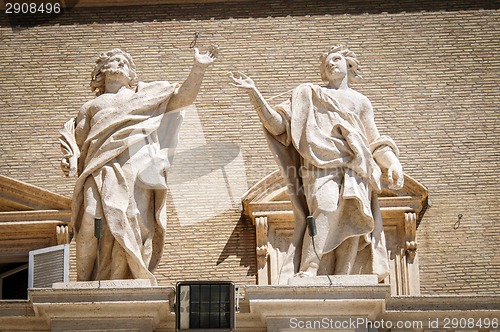 Image of Statues on the roof of St. Peter Cathedral in Vatican