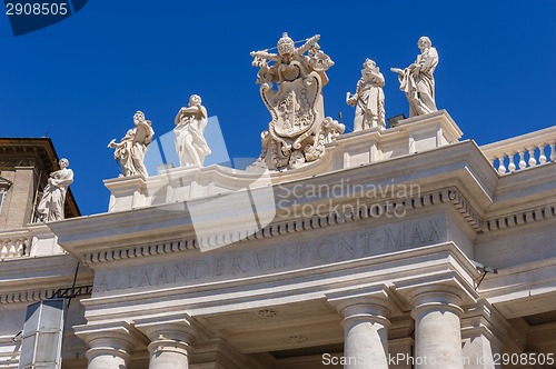 Image of Statues on the roof of St. Peter Cathedral in Vatican