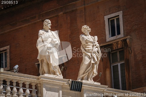 Image of Statues on the roof of St. Peter Cathedral in Vatican