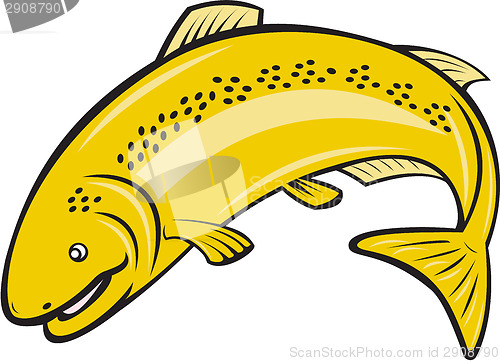 Image of Trout Rainbow Fish Jumping Cartoon 