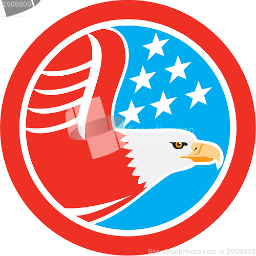Image of American Bald Eagle Stars Circle Retro