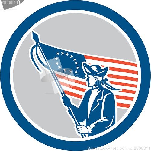 Image of American Patriot Soldier Flag Circle Retro