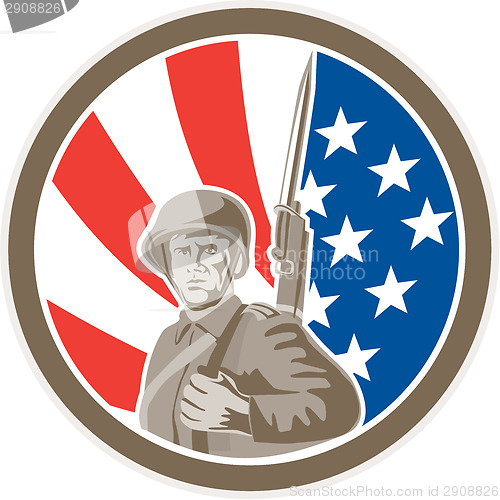 Image of American Soldier Serviceman Bayonet Circle Retro