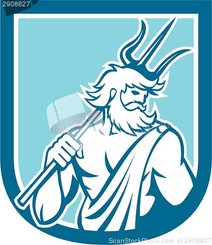 Image of Neptune Poseidon Trident Shield Retro