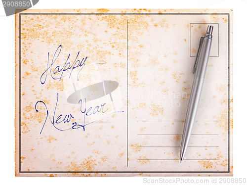 Image of Old paper postcard - Happy new year