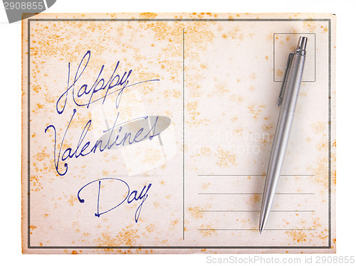 Image of Old paper postcard - Happy valentines day