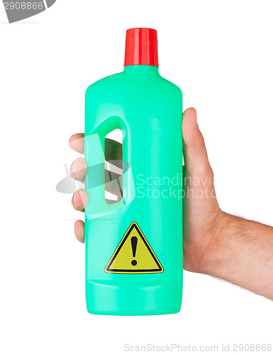 Image of Plastic bottle cleaning-detergent, danger