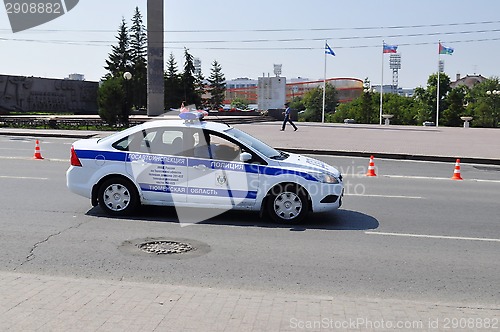 Image of Car of police. Traffic police. Tyumen, Russia.