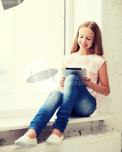 Image of girl with tablet pc at school