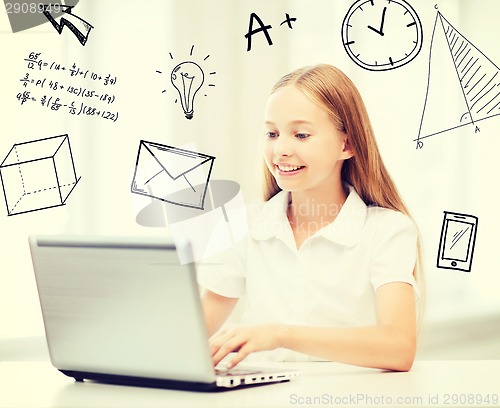 Image of girl with laptop pc at school
