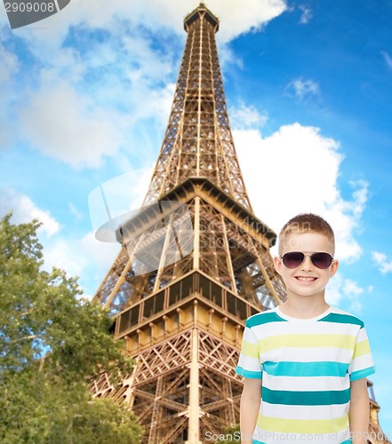 Image of smiling cute little boy in sunglasses