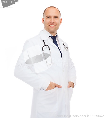 Image of smiling male doctor with stethoscope