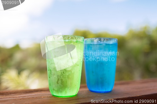 Image of close up of two glasses with cold water