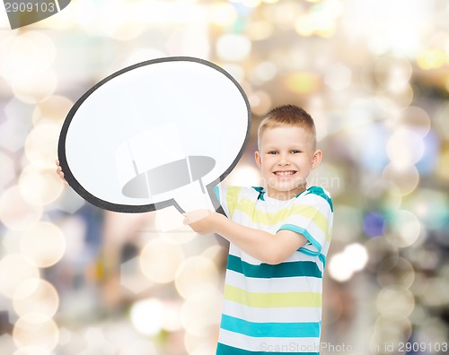 Image of smiling little boy with blank text bubble