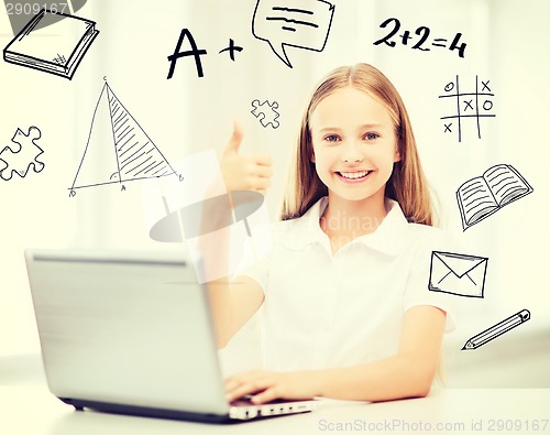 Image of girl with laptop pc at school