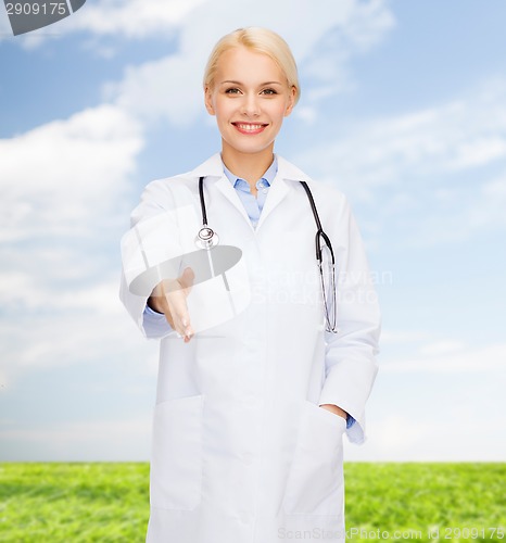 Image of smiling female doctor with stethoscope