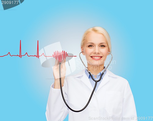 Image of smiling female doctor with stethoscope