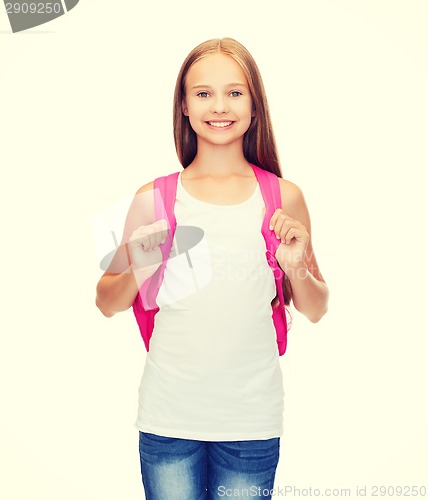 Image of smiling teenage girl in blank white tank top