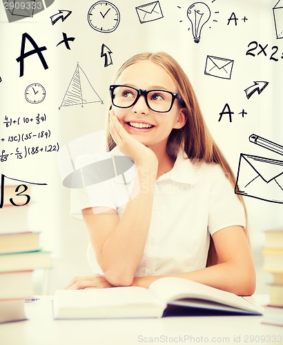 Image of student girl studying at school