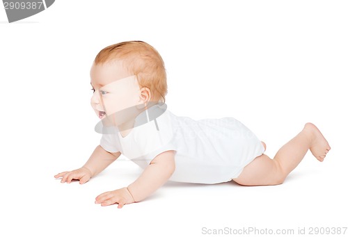 Image of crawling curious baby looking up