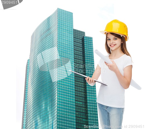 Image of smiling little girl in protective helmet