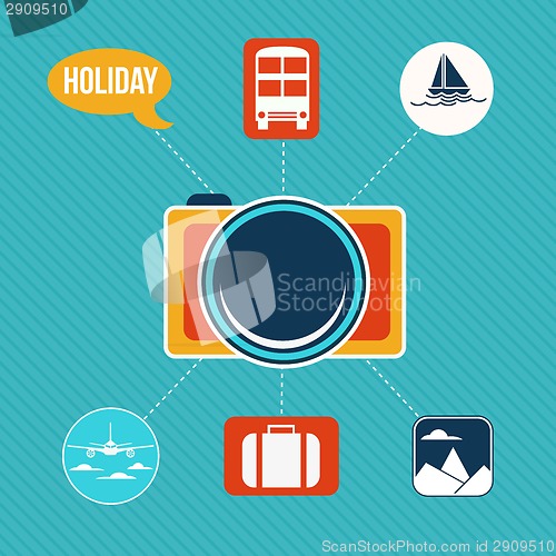 Image of Set of flat design concept icons for holiday and travel