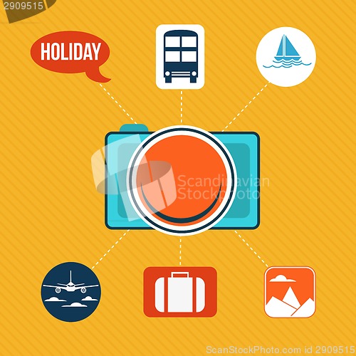 Image of Set of flat design concept icons for holiday and travel