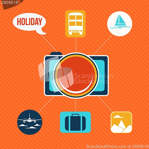 Image of Set of flat design concept icons for holiday and travel